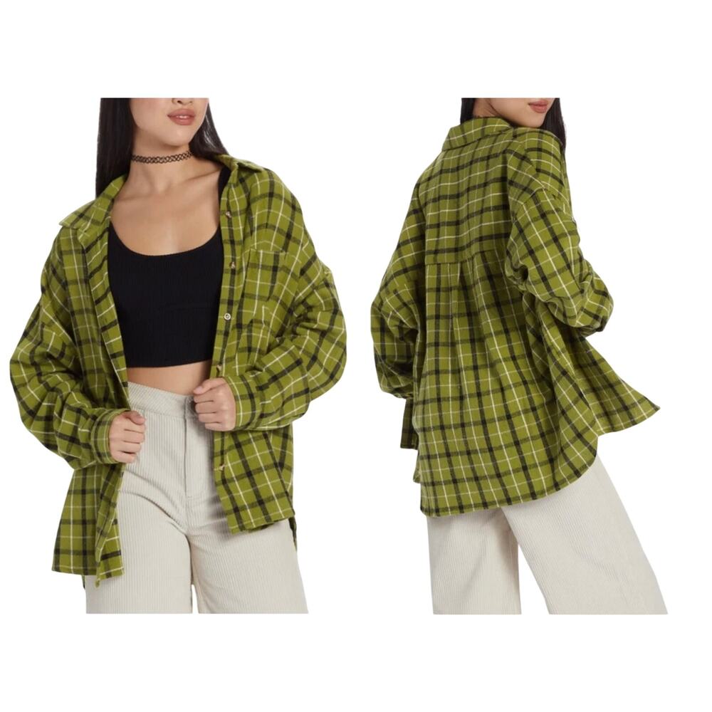 Roxy / Chloe Kim Green Plaid Button Down Flannel Shirt - Women’s M / L